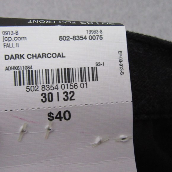 NWT Claiborne Mens Dress Pants 30 X 32 Charcoal Gray Herringbone Flap Pockets - Picture 6 of 9